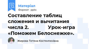 Составление таблиц сложения и вычитания числа 2.              Урок-игра «Поможем Белоснежке».