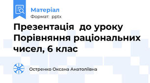 Презентація  до уроку Порівняння раціональних чисел, 6 клас