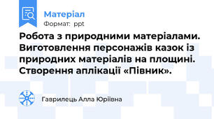 Робота з природними матеріалами. Виготовлення персонажів казок із природних матеріалів на площині. Створення аплікації «Півник».