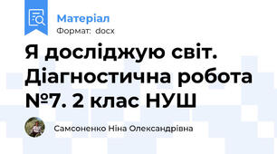 Я досліджую світ. Діагностична робота №7. 2 клас НУШ
