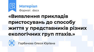 «Виявлення прикладів пристосувань до способу життя у представників різних екологічних груп птахів.»