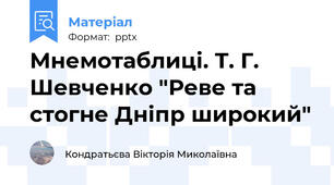 Мнемотаблиці. Т. Г. Шевченко "Реве та стогне Дніпр широкий"