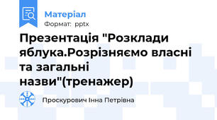 Презентація "Розклади яблука.Розрізняємо власні та загальні назви"(тренажер)