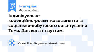 Індивідуальне корекційно-розвиткове заняття із соціально-побутового орієнтування Тема. Догляд за  взуттям.