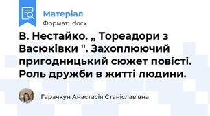 В. Нестайко. „ Тореадори з Васюківки ". Захоплюючий пригодницький сюжет повісті. Роль дружби в житті людини.