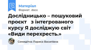 Дослідницько – пошуковий проєкт   з інтегрованого курсу Я досліджую світ «Види перехресть.»