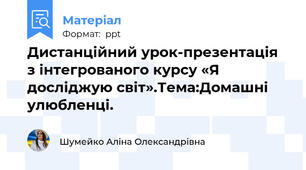 Дистанційний урок-презентація з інтегрованого курсу «Я досліджую світ».Тема:Домашні улюбленці.