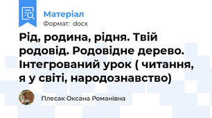 Рід, родина, рідня. Твій родовід. Родовідне дерево. Інтегрований урок ( читання, я у світі, народознавство)