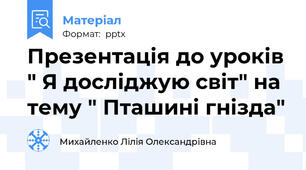 Презентація до уроків " Я досліджую світ" на тему " Пташині гнізда"