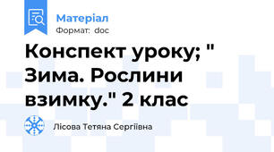 Конспект уроку; " Зима. Рослини взимку." 2 клас