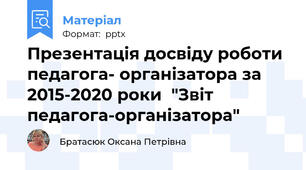 Презентація досвіду роботи педагога- організатора за 2015-2020 роки  "Звіт педагога-організатора"