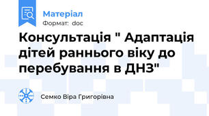 Консультація " Адаптація дітей раннього віку до перебування в ДНЗ"