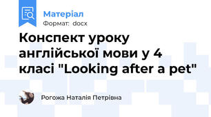 Конспект уроку англійської мови у 4 класі "Looking after a pet"