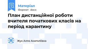 План дистанційної роботи вчителя початкових класів на період карантину