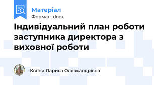 Індивідуальний план роботи заступника директора з виховної роботи
