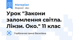 Урок "Закони заломлення світла. Лінзи. Око." 11 клас