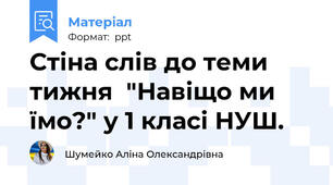 Стіна слів до теми тижня  "Навіщо ми їмо?" у 1 класі НУШ.