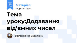 Тема уроку:Додавання від’ємних чисел