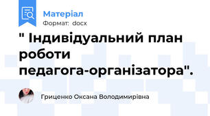 " Індивідуальний план роботи педагога-організатора".