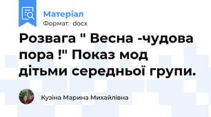 Розвага " Весна -чудова пора !" Показ мод дітьми середньої групи.