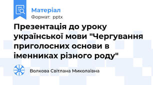 Презентація до уроку української мови "Чергування приголосних основи в іменниках різного роду"