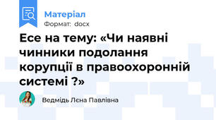 Есе на тему: «Чи наявні чинники подолання корупції в правоохоронній системі ?»