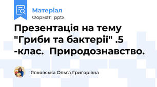 Презентація на тему "Гриби та бактерії" .5 -клас.  Природознавство.