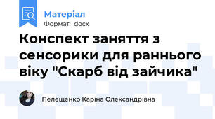 Конспект заняття з сенсорики для раннього віку "Скарб від зайчика"