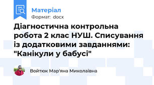 Діагностична контрольна робота 2 клас НУШ. Списування із додатковими завданнями: "Канікули у бабусі"