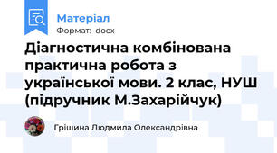 Діагностична комбінована практична робота з української мови. 2 клас, НУШ (підручник М.Захарійчук)