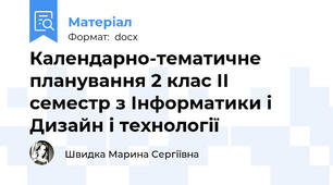Календарно-тематичне планування 2 клас ІІ семестр з Інформатики і Дизайн і технології
