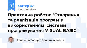 Практична робота: "Створення та реалізація програм з використанням  системи програмування VISUAL BASIC"