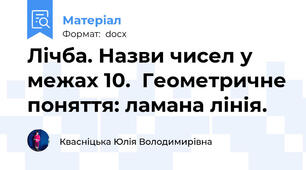 Лічба. Назви чисел у межах 10.  Геометричне поняття: ламана лінія.