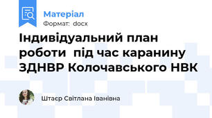 Індивідуальний план роботи  під час каранину ЗДНВР Колочавського НВК