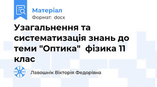 Узагальнення та систематизація знань до теми "Оптика"  фізика 11 клас