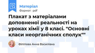 Плакат з матеріалами доповненої реальності на уроках хімії у 8 класі. "Основні класи неорганічних сполук""