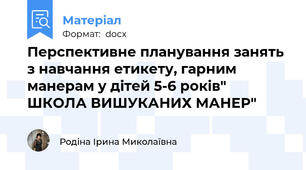 Перспективне планування занять з навчання етикету, гарним манерам у дітей 5-6 років" ШКОЛА ВИШУКАНИХ МАНЕР"