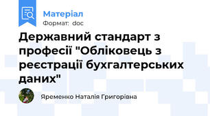 Державний стандарт з професії "Обліковець з реєстрації бухгалтерських даних"