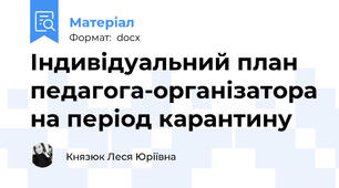 Індивідуальний план педагога-організатора на період карантину