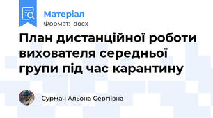 План дистанційної роботи вихователя середньої групи під час карантину
