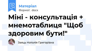 Міні - консультація + мнемотаблиця "Щоб здоровим бути!"