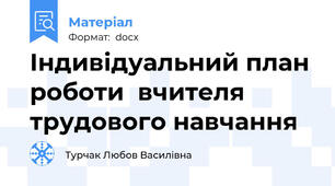 Індивідуальний план роботи  вчителя трудового навчання