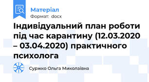 Індивідуальний план роботи під час карантину (12.03.2020 – 03.04.2020) практичного психолога
