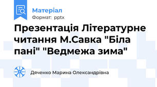 Презентація Літературне читання М.Савка "Біла пані" "Ведмежа зима"