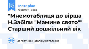 "Мнемотаблиця до вірша Н.Забіли "Мамине свято"" Старший дошкільний вік