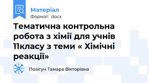 Тематична контрольна робота з хімії для учнів 11класу з теми « Хімічні реакції»