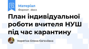 План індивідуальної роботи вчителя НУШ під час карантину