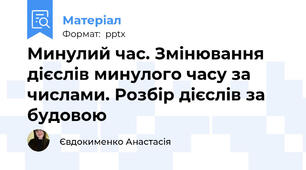 Минулий час. Змінювання дієслів минулого часу за числами. Розбір дієслів за будовою