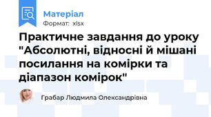 Практичне завдання до уроку "Абсолютні, відносні й мішані посилання на комірки та діапазон комірок"