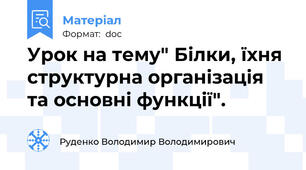Урок на тему" Білки, їхня структурна організація та основні функції".